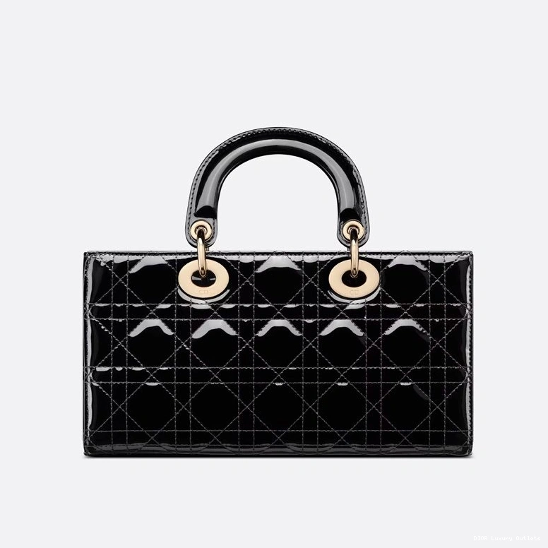 Cheap Lady D-Joy Medium Cannage Patent Calfskin Bag Black 0817 Luxury